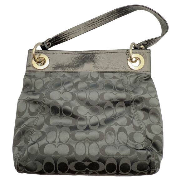 Coach Ashley Signature Logo Sateen Black Crossbody Shoulder Bag F17599 - Picture 1 of 8